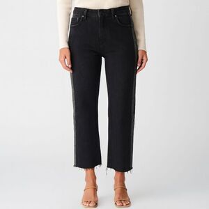 Rebecca‎ Taylor  La Vie Jeans Women’s 29 Black Flare Glitter Stripe Fringe Hem